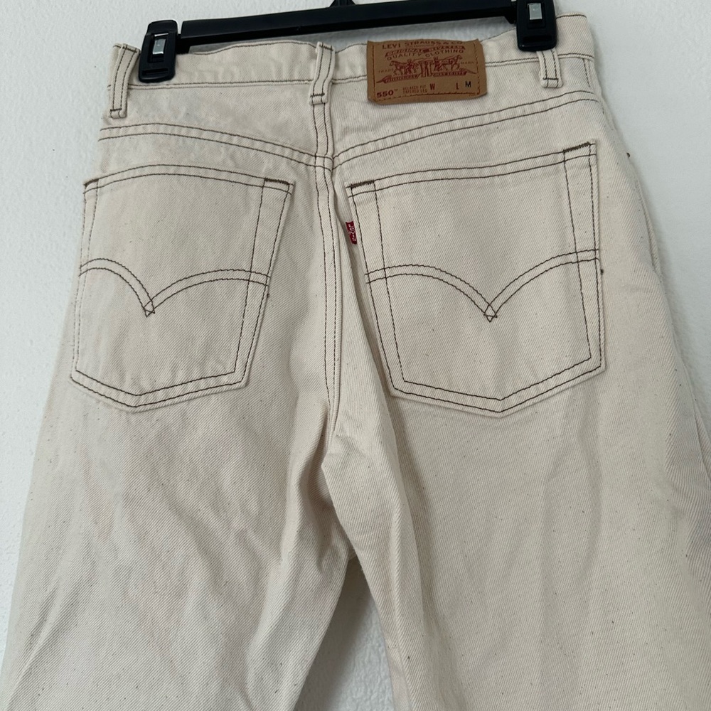 Levi’s Cream white denim jeans raw hem 550 relaxed fit vintage - Picture 4 of 8